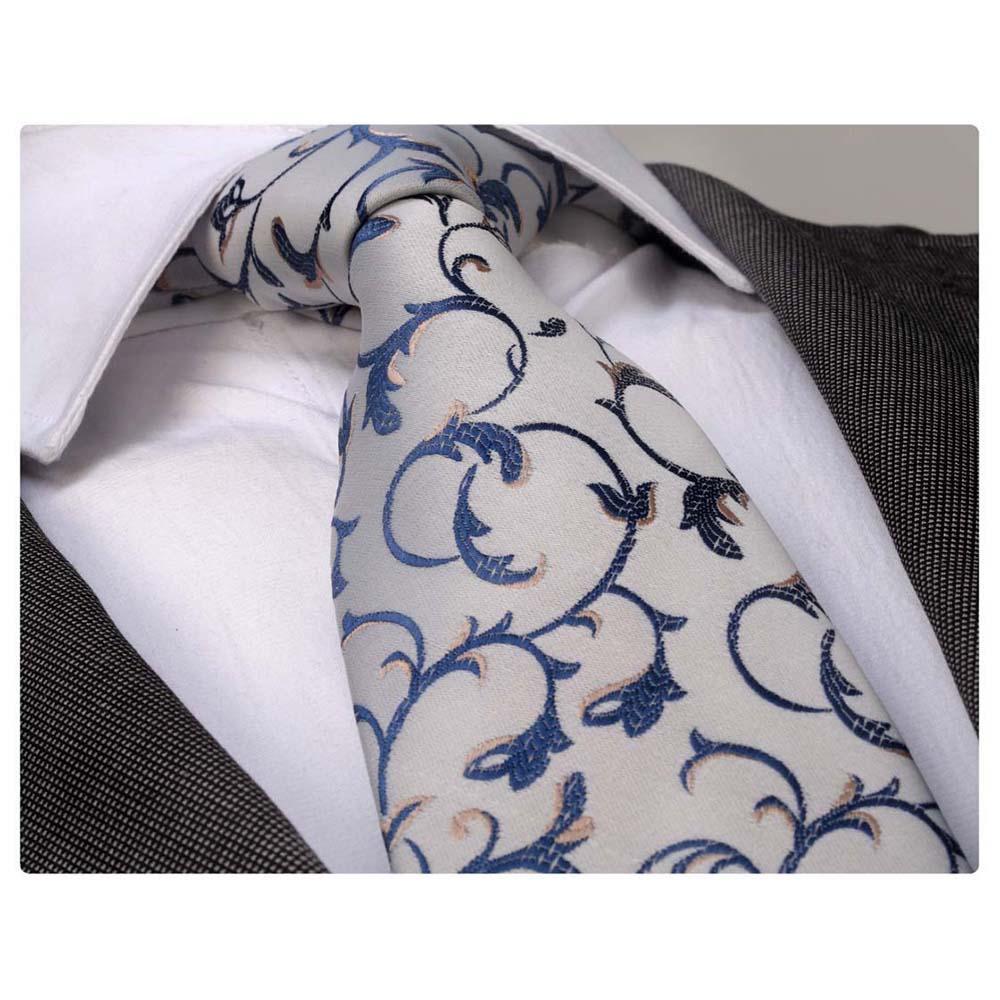 Grey Blue Paisley, Men's Premium Neck Tie - The Emperor’s Lane