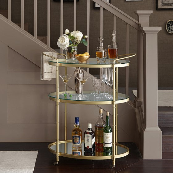 Lauren 3-Tier Bar Cart, Classic Gold - The Emperor's Lane