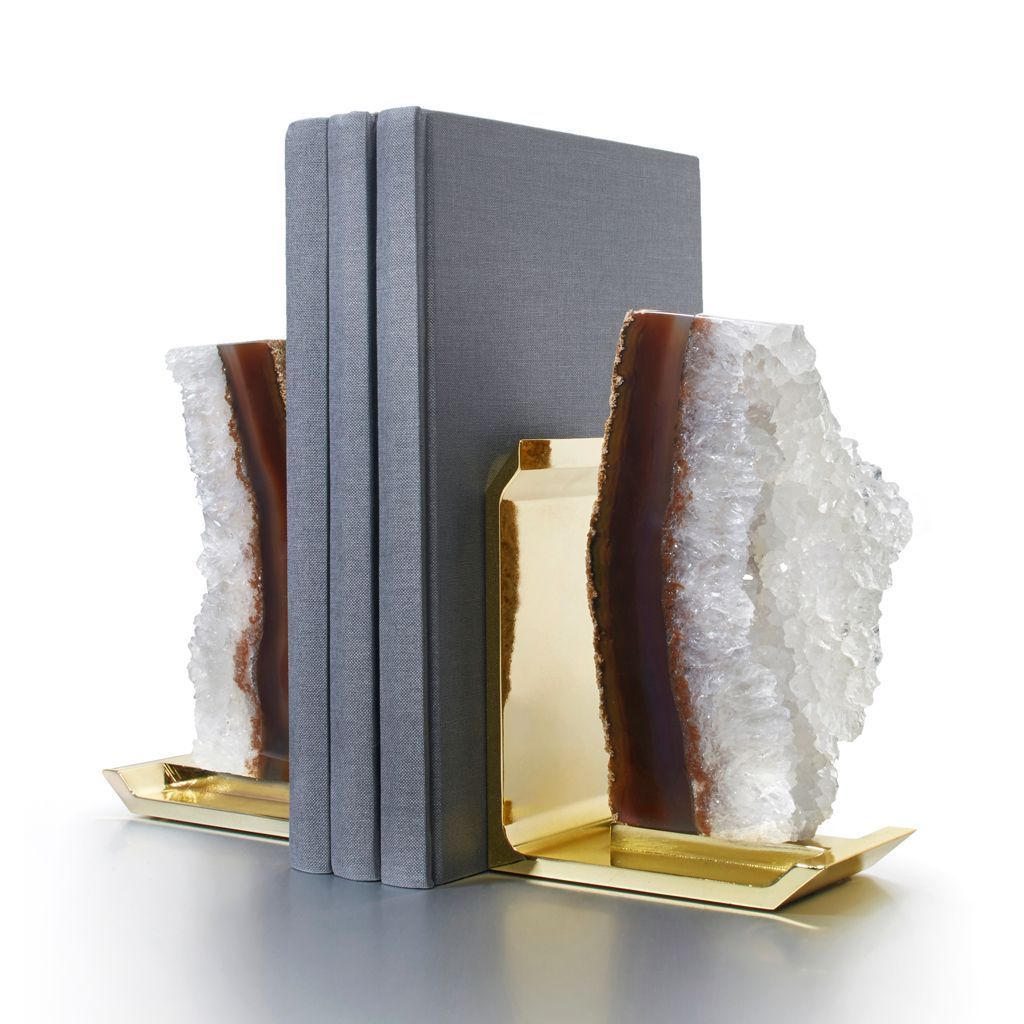 Fim Bookends Natural Agate Gold - The Emperor's Lane