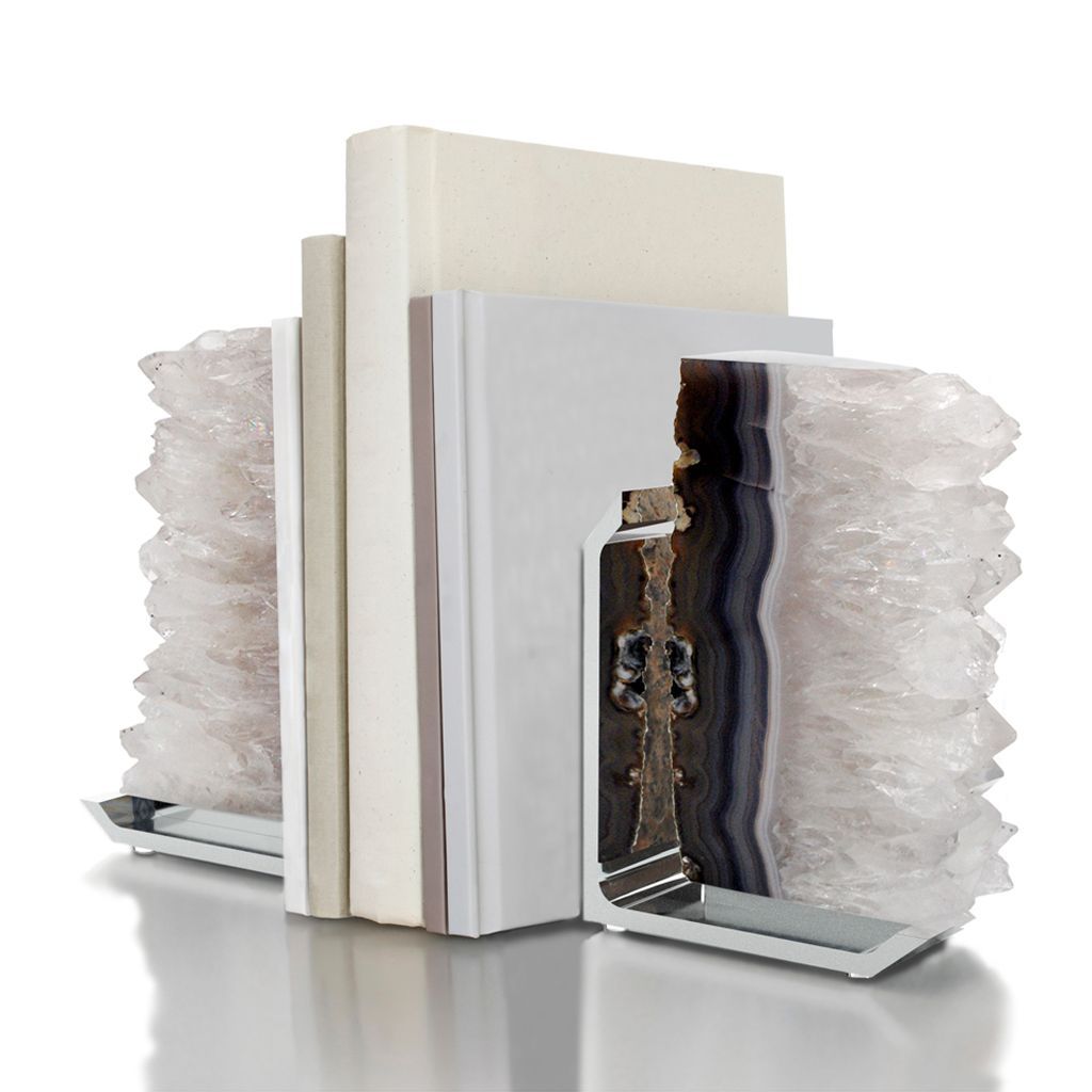 Fim Silver Bookends, Druze Agate - The Emperor’s Lane