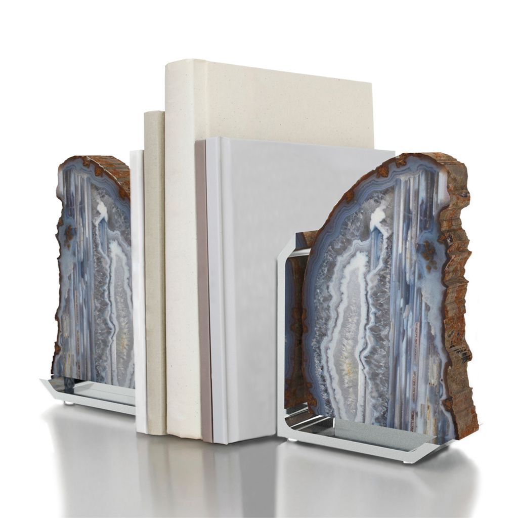Fim Natural Agate Bookends - Silver - The Emperor’s Lane