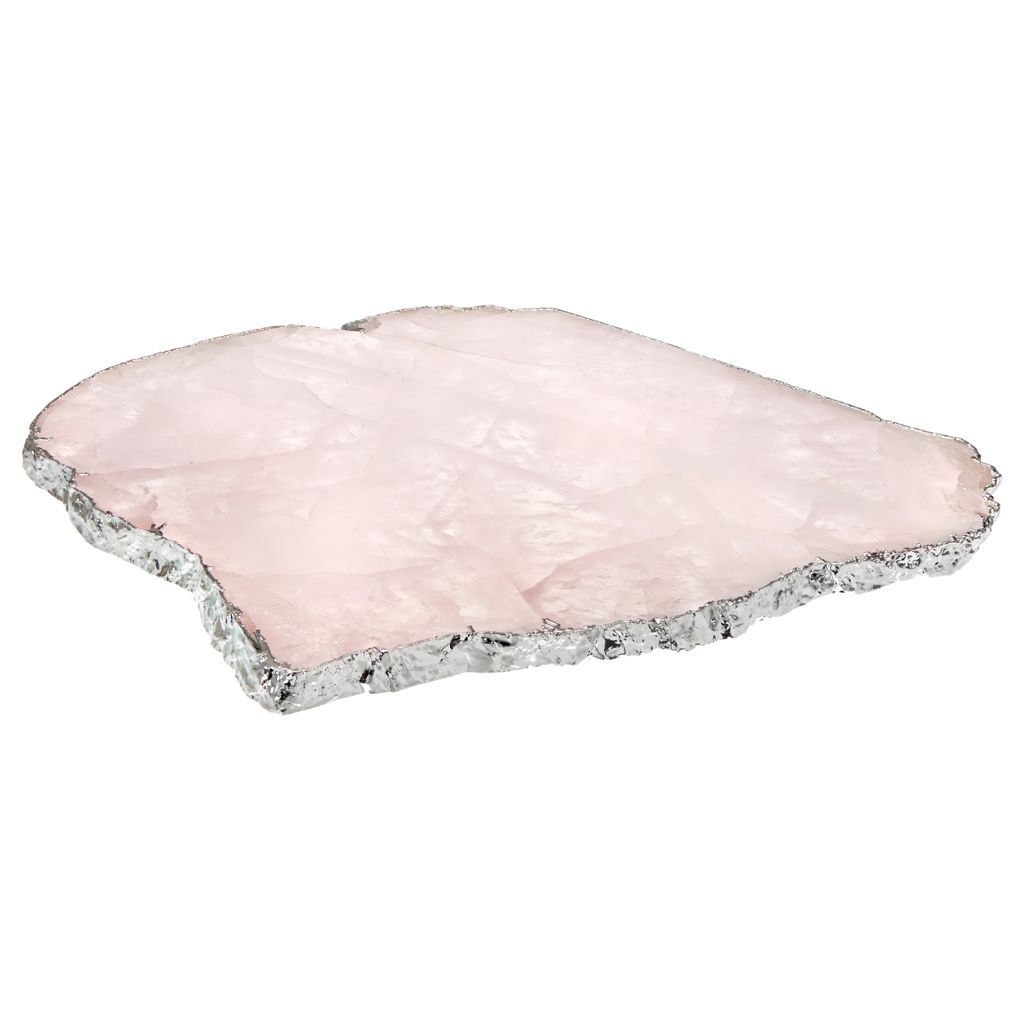 Kiva Rose Quartz Platter, Pure Silver - Large - The Emperor’s Lane