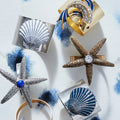 Painted Shell Napkin Rings, Blue, Set of 2 - The Emperor’s Lane