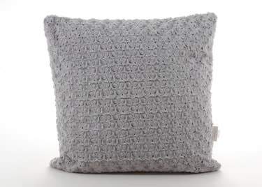 Luxe Rosebud Faux Fur Pillow, Silver Grey - The Emperor’s Lane