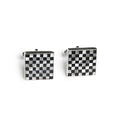 Square Black & White Check Inlay Cufflinks - The Emperor's Lane