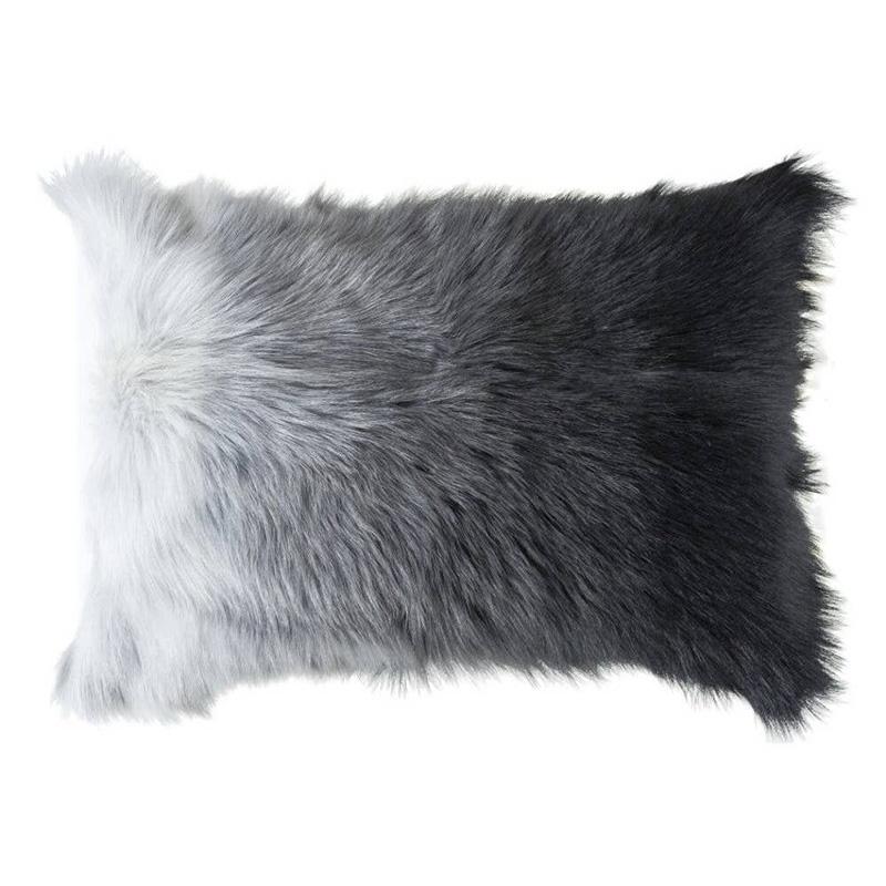 Lhasa Ombre Fur Pillow, Grey - The Emperor’s Lane