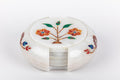 Orange Bouquet Marble Coasters with Stand, Set of 6 - The Emperor's Lane