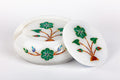 Green Daisy Marble Coasters with Stand, Set of 6 - The Emperor's Lane