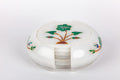 Green Daisy Marble Coasters with Stand, Set of 6 - The Emperor's Lane