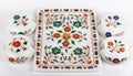 Orange Bouquet Marble Coasters with Stand, Set of 6 - The Emperor's Lane