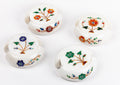 Orange Bouquet Marble Coasters with Stand, Set of 6 - The Emperor's Lane