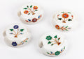 Orange Daisy Marble Coasters with Stand, Set of 6 - The Emperor's Lane