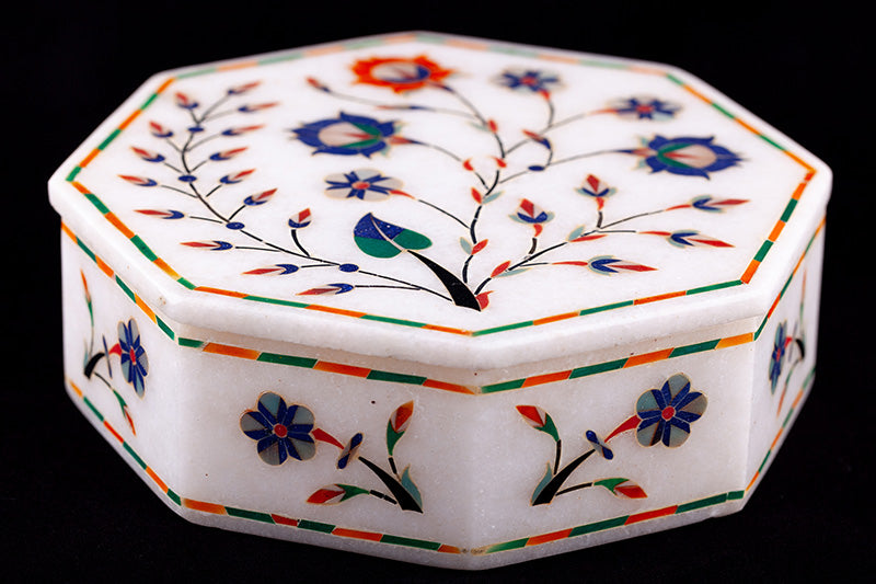 Floral Marble Jewelry Box - The Emperor's Lane