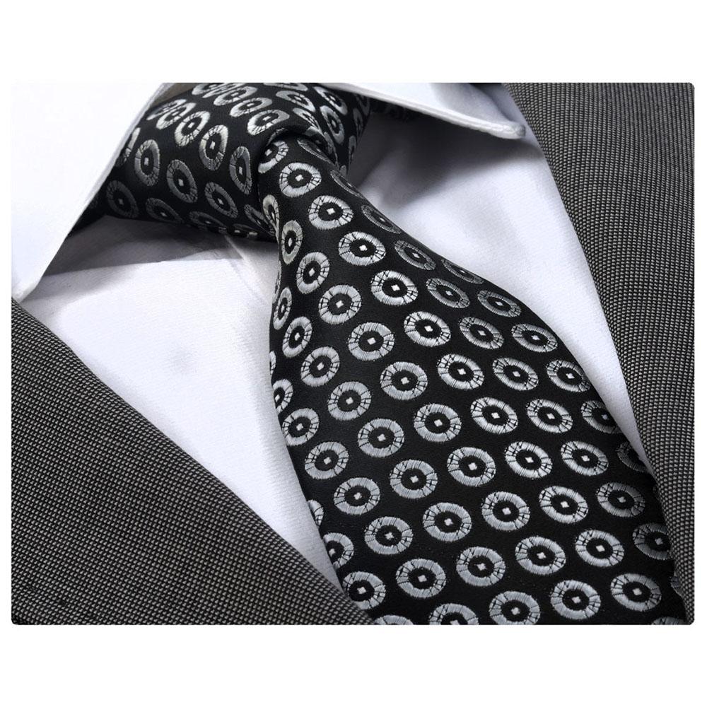 Black Gray Circles, Men's Premium Neck Tie - The Emperor’s Lane