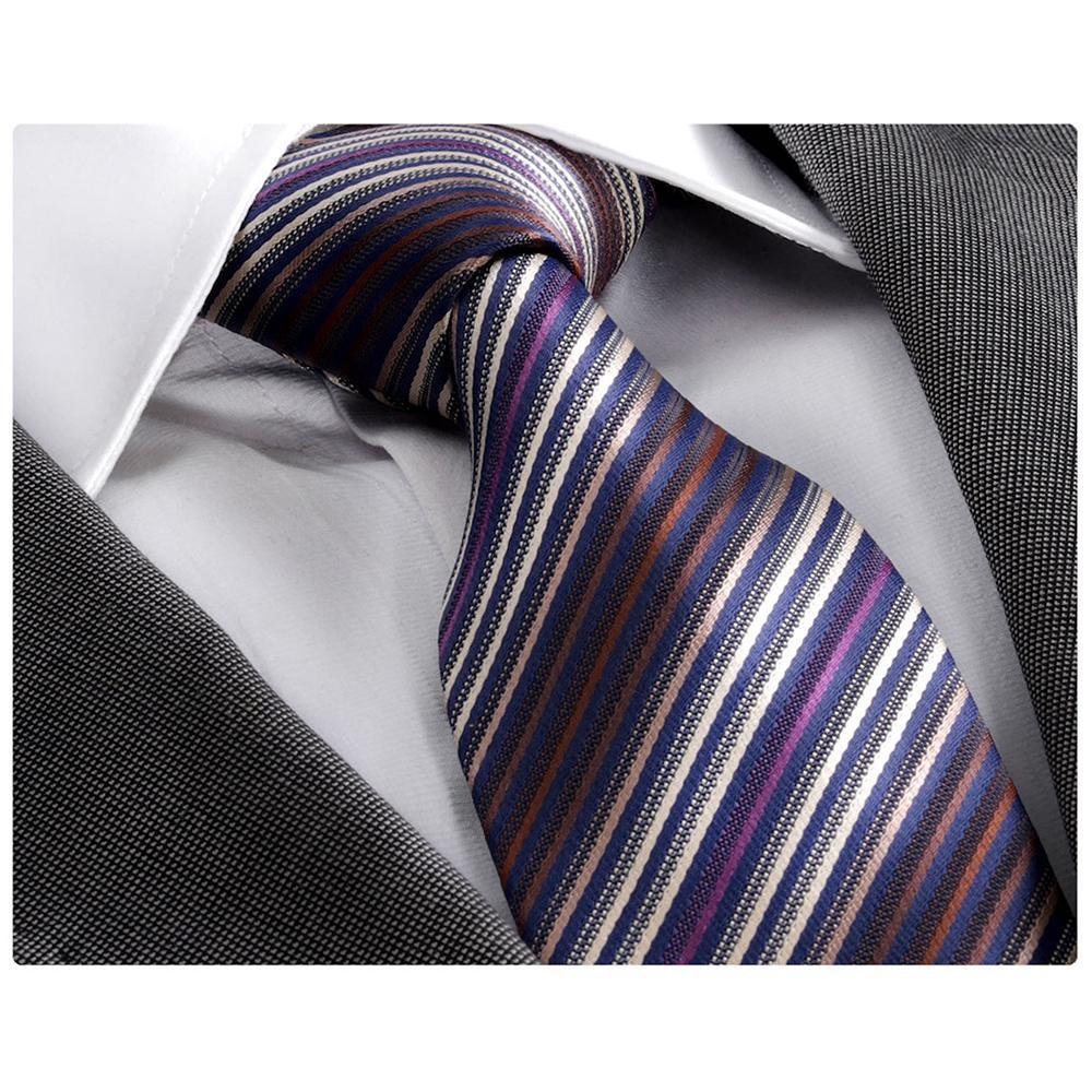 Blue-Purple Stripe, Men's Premium Neck Tie - The Emperor’s Lane