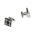 Square Black Onyx Grid Inlay Cufflinks in Sterling Silver - The Emperor’s Lane