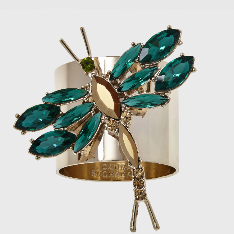 Dragonfly Napkin Rings, Emerald, Set of 2 - The Emperor's Lane
