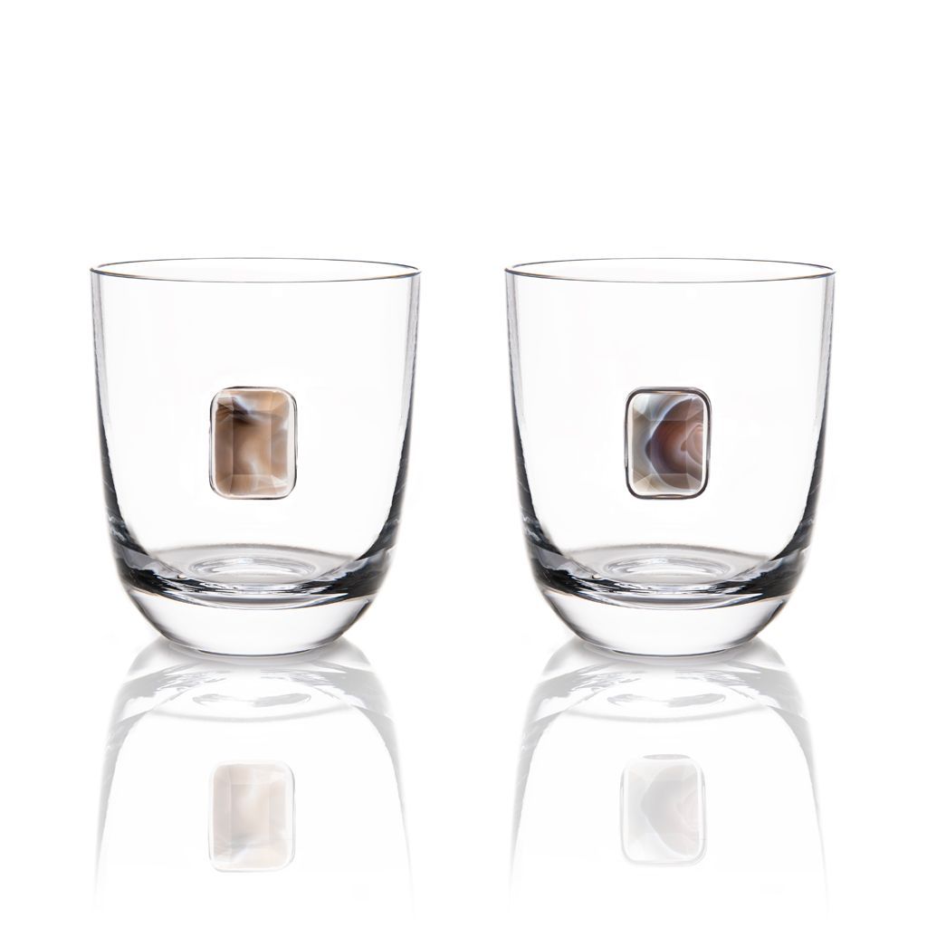 Elevo Double Old Fashioned Glass Pair, Amethyst - The Emperor’s Lane