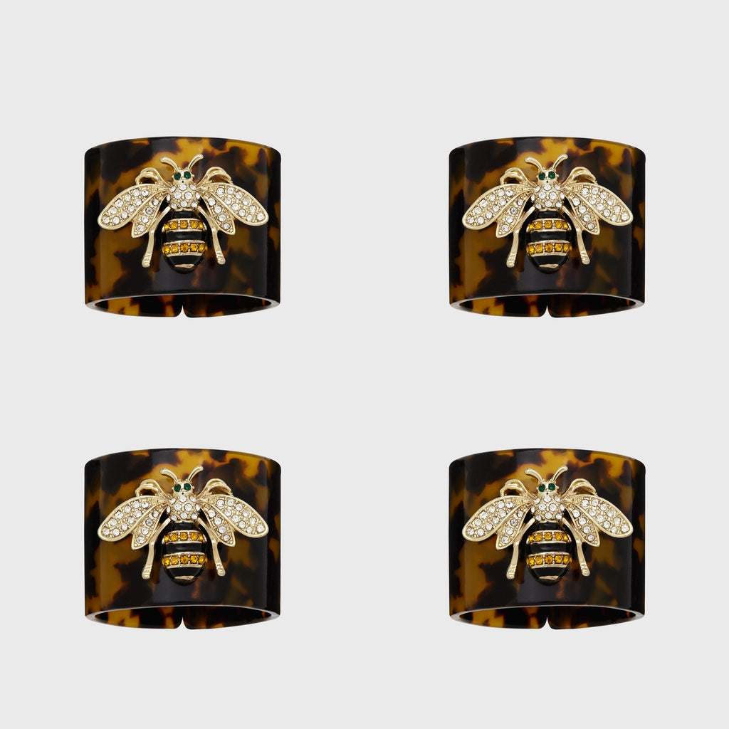 Stripey Bee Resin Napkin Rings, Tortoiseshell, Set of 4 - The Emperor’s Lane