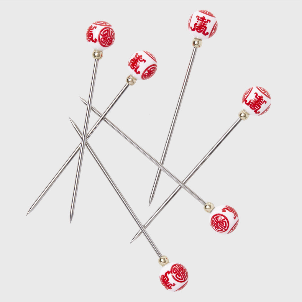 Chinoiserie Cocktail Picks, Red - The Emperor’s Lane