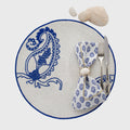 Printed Leaf Dinner Napkins, Cobalt - The Emperor's Lane