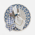 Printed Leaf Dinner Napkins, Cobalt - The Emperor's Lane