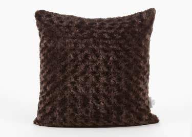 Luxe Rosebud Faux Fur Pillow, Brown - The Emperor’s Lane