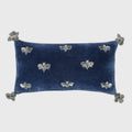 Embroidered Pretty Bug Pillow, Slate Blue - The Emperor’s Lane