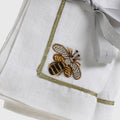 Stripey Bee Linen Dinner Napkins, White - The Emperor’s Lane