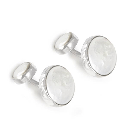 Double Coin Pearl Cufflinks in Sterling Silver - The Emperor’s Lane
