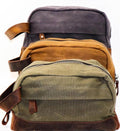Waxed Canvas and Leather Dopp Bag, Cognac - The Emperor’s Lane