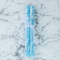 Turquoise Candles with White Leaves, Set of 2