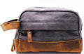 Waxed Canvas and Leather Dopp Bag, Grey - The Emperor’s Lane