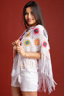 White Square Crochet Poncho - The Emperor's Lane