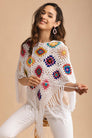 White Square Crochet Poncho - The Emperor's Lane