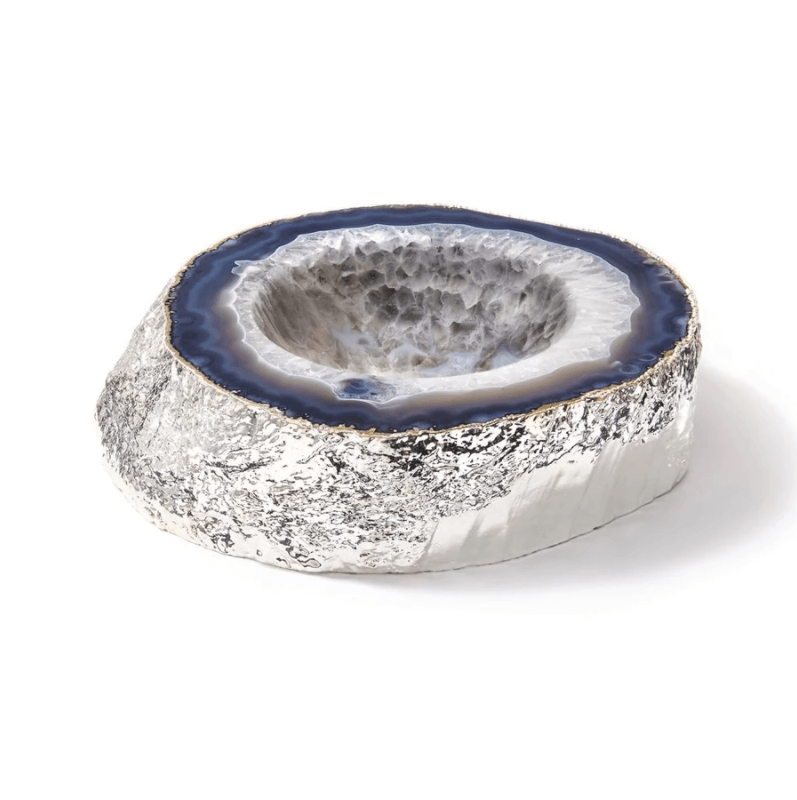 Casca Natural Agate Bowl, Large - Silver - The Emperor’s Lane